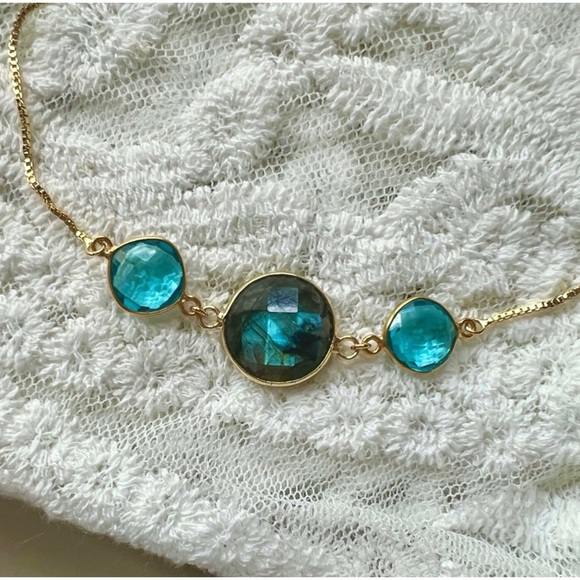 Tinsley Labradorite Aqua Chalcedony Adjustable Necklace - Picture 9 of 9